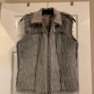 Animal Print Vest fur trim/reversible Size Medium